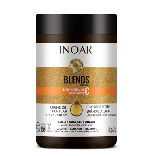 INOAR Blends Styling Cream - juukseid kujundav kreem C-vitamiiniga, 1000 g