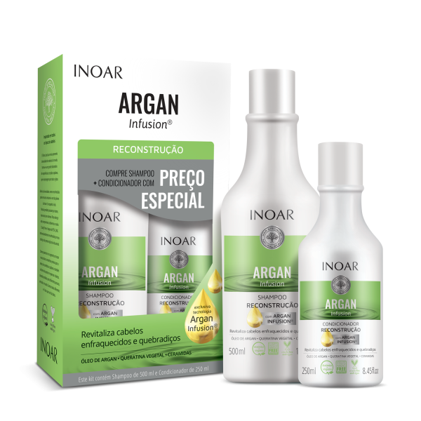 INOAR Argan Infusion Reconstruction Duo Kit - rekonstrueerimiskomplekt, 500 ml+250 ml