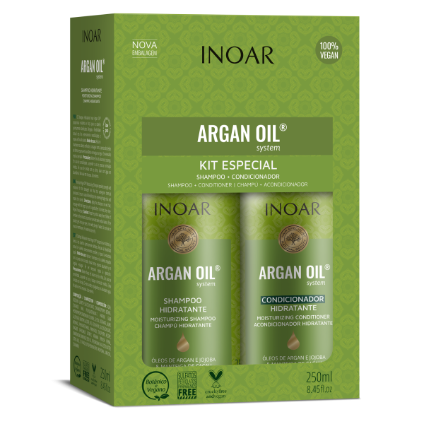 INOAR Argan Oil Duo Kit - intensiivselt niisutav komplekt argaaniaõliga, 2x250 ml