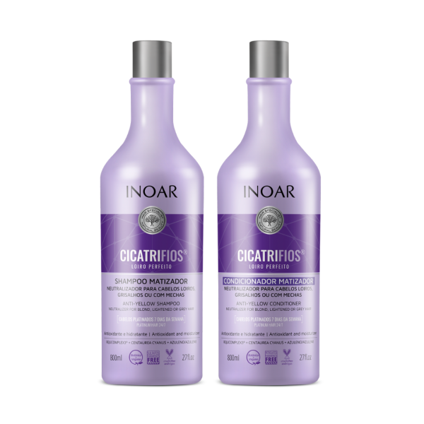 INOAR CicatriFios Perfect Blond Duo komplekt blondidele juustele (šampoon, 800 ml, palsam, 800 ml)