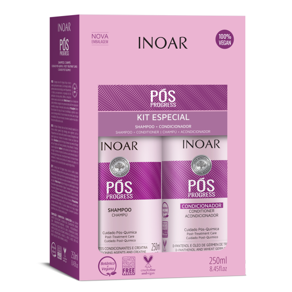 INOAR Pos Progress Duo Kit - komplekt pärast keratiini sirgendamise protseduure, 2x250 ml