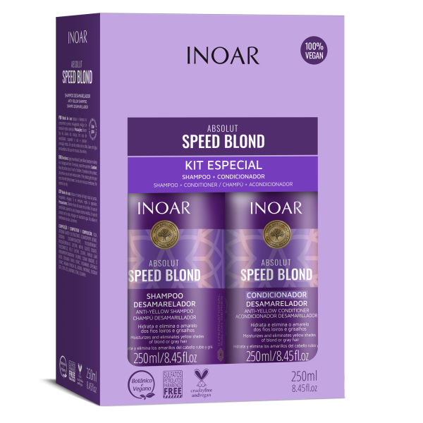 INOAR Speed Blond Duo Kit - tööriistade komplekt blondidele juustele, 2x250 ml