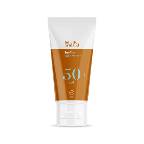 Juliette Armand Sunfilm Face Velvet 50+SPF näokreem 50+ SPF-iga musta kaaviariga, 55 ml