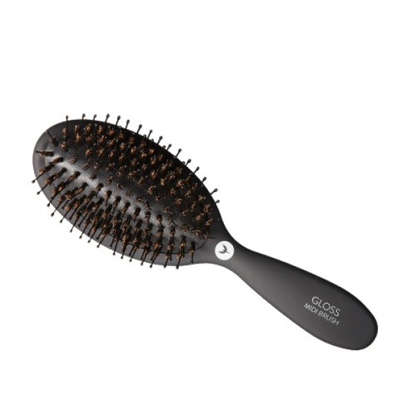 HH Simonsen GLOSS MIDI BRUSH must, keskmise suurusega kuldi harjastega juuksehari