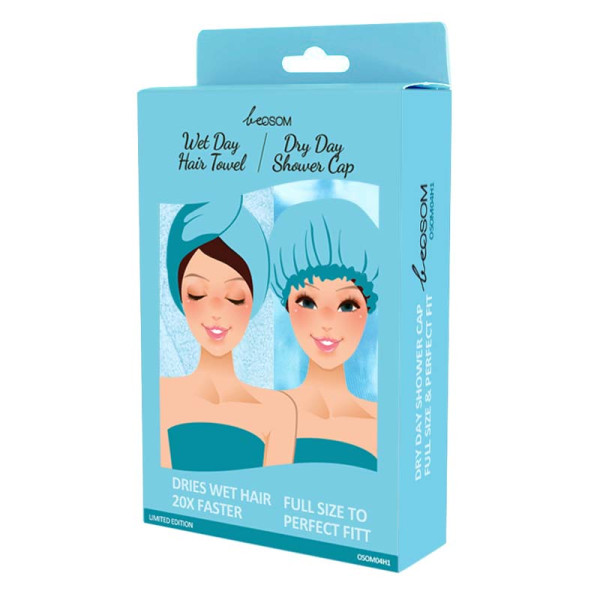  Be Osom Shower Cap & Hair Turban Aquamarine duššimüts ja juukseturban, sinine värv