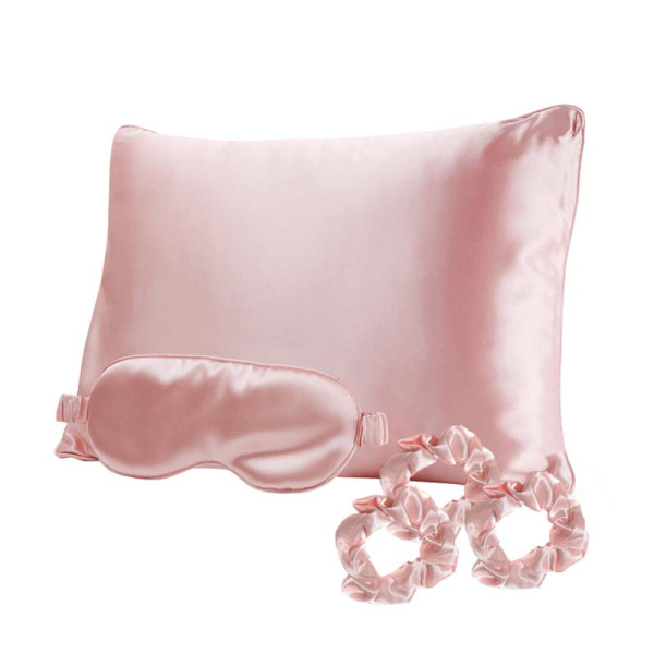 Be Osom Silky Satin Pink satiinist magamiskomplekt: padjapüür, silmamask - uneprillid, juuksesidemed, esmaklassiline satiin