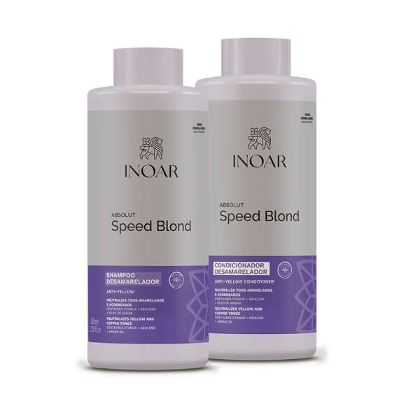 INOAR Absolut Speed Blond Duo Kit šampooni ja palsami komplekt blondidele juustele, 2 x 800 ml