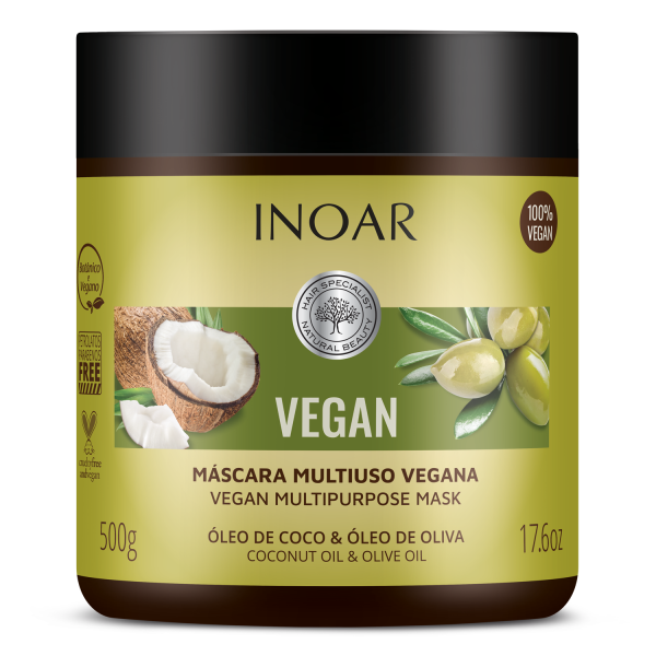 INOAR Vegan Mask multifunktsionaalne juuksemask kookos- ja oliiviõliga, 500 g