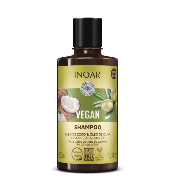 INOAR Vegan Shampoo šampoon kookos- ja oliiviõliga, 300 ml