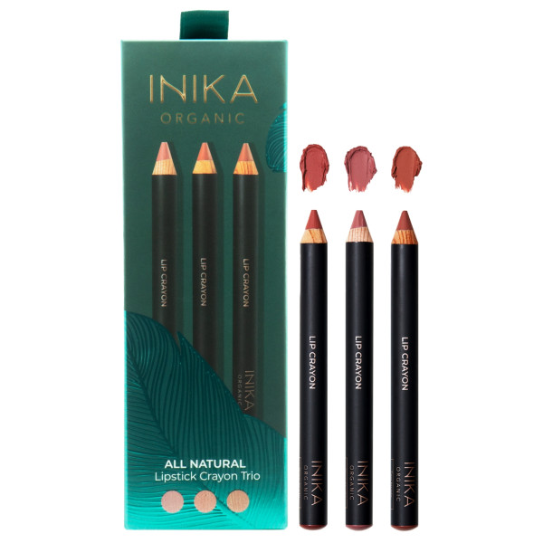 INIKA Organic All Natural Lipstick Crayon Trio huulekriitide kinkekomplekt