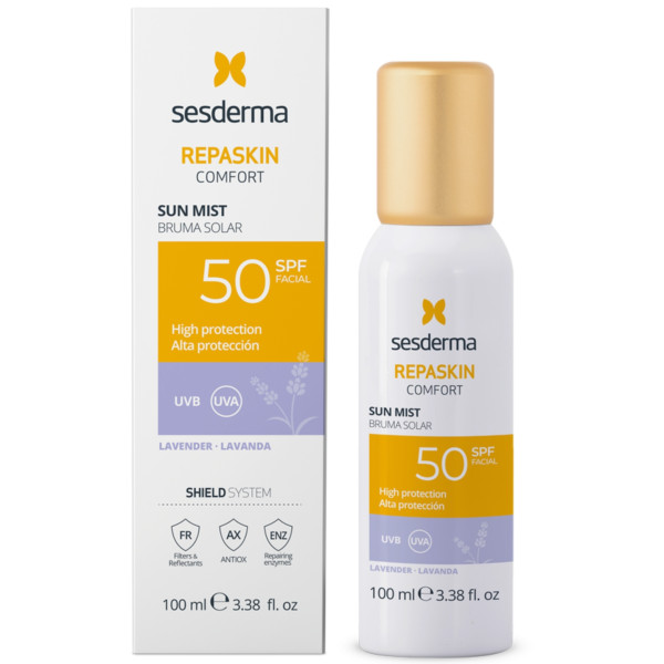 Sesderma Repaskin Comfort päikese eest kaitsev näoudu lavendli aroomiga SPF 50, 100 ml