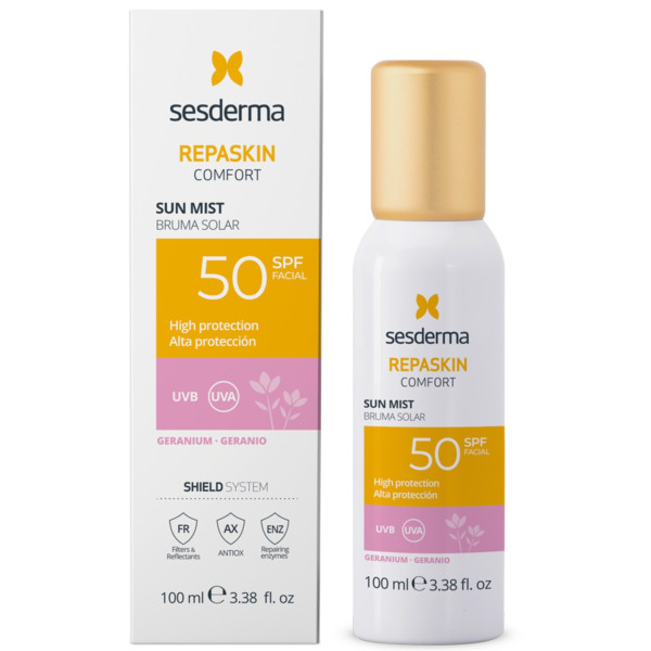 Sesderma Repaskin Comfort päikese eest kaitsev näoudu geraaniumi aroomiga SPF 50, 100 ml