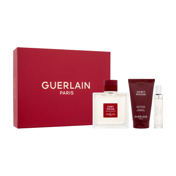 Guerlain Habit Rouge Eau de Toilette seatud meestele (Edt 100 ml + Edt 10 ml + Shower Gel 75 ml)