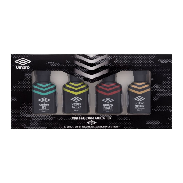 UMBRO Mini Fragrance Collection komplekt meestele (EDT Ice, 30 ml + EDT Energy, 30 ml + EDT Power, 30 ml + EDT Action, 30 ml)