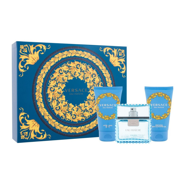 Versace Man Eau Fraiche komplekt meestele (EDT, 50 ml + dušigeel, 50 ml + habemeajamisjärgne palsam, 50 ml)