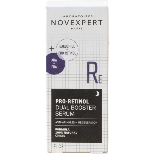 Novexpert dvejopo poveikio serumas su bakučioliu, pro-retinoliu ir 10% AHA, PHA rūgštimis, 30ml