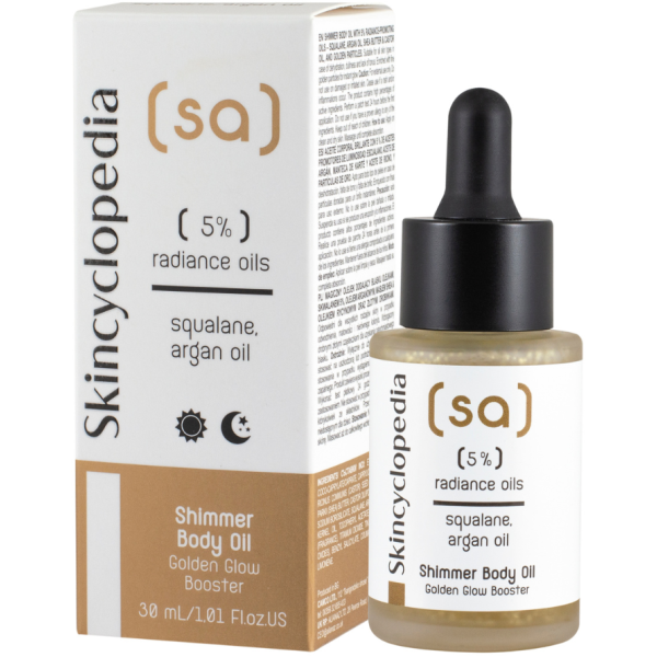 Skincyclopedia Shimmer Body Oil kehaõli 5% sära soodustavate õlide, skvaleeni, argaaniaõli ja kullaosakestega, 30 ml