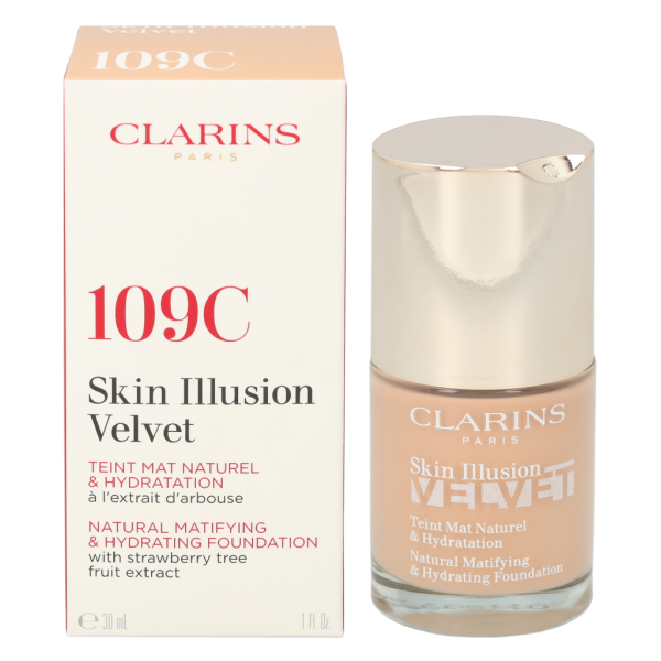 Clarins Skin Illusion Velvet Foundation kreempuuder, toon: 109C, 30 ml