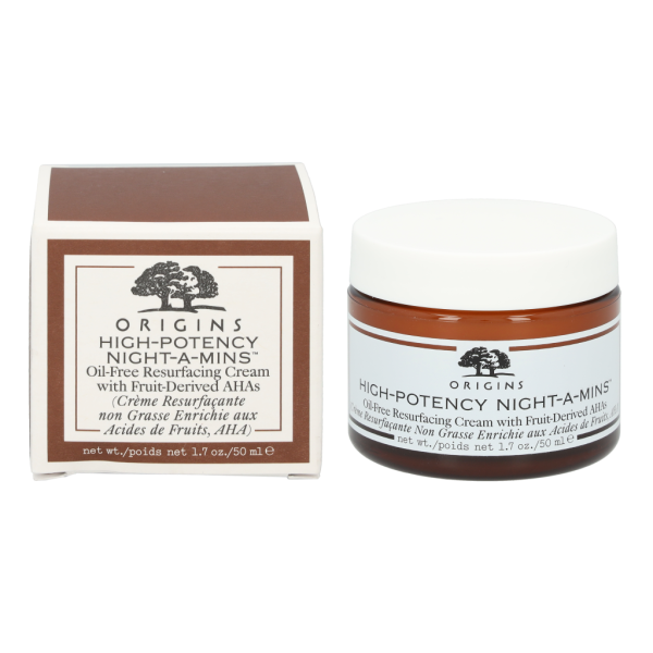 Origins High Potency Night-A-Mins Resurfacing Cream Puuviljast saadud AHA-dega taastav öökreem naha tiheduse taastamiseks, 50 ml