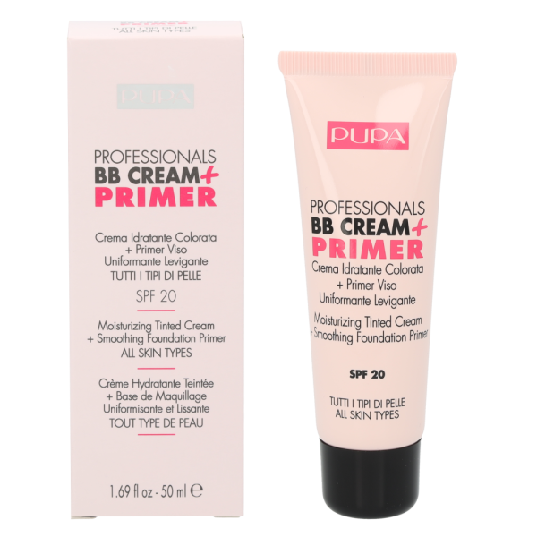 Pupa Milano Pupa Pupa Professionals BB Cream + Primer SPF 20 BB näokreem-meigipõhi, toon: 002 Sand, 50 ml