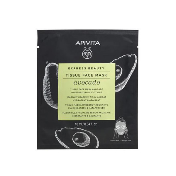 Apivita Express Beauty Tissue Face Mask Avokaado niisutav lehtmask avokaadodega, 1 tk.