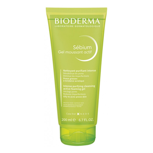 Bioderma Sébium Gel Moussant Actif vahutav geelpesuvahend rasusele ja aknele kalduvale nahale, 200 ml