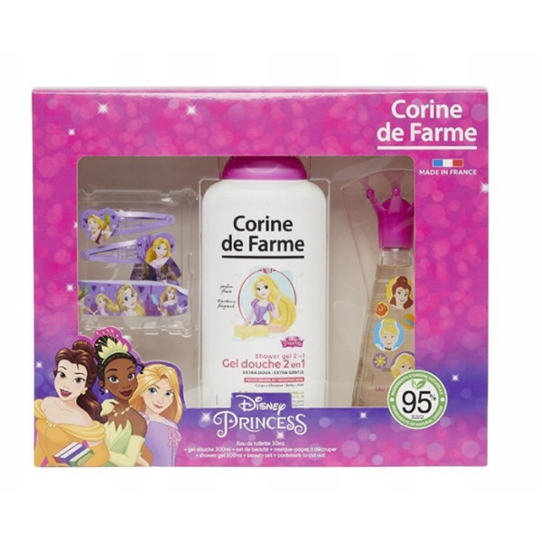 Disney Princess Corine De Farme kinkekomplekt tüdrukutele (EDT, 30 ml + dušigeel, 300 ml + juukseklambrid + käevõru)