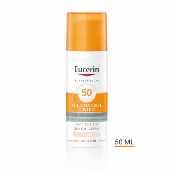 Eucerin Oil Control Dry Touch geelkreem SPF 50+ Tinted Light päikesekaitsekreem, 50 ml