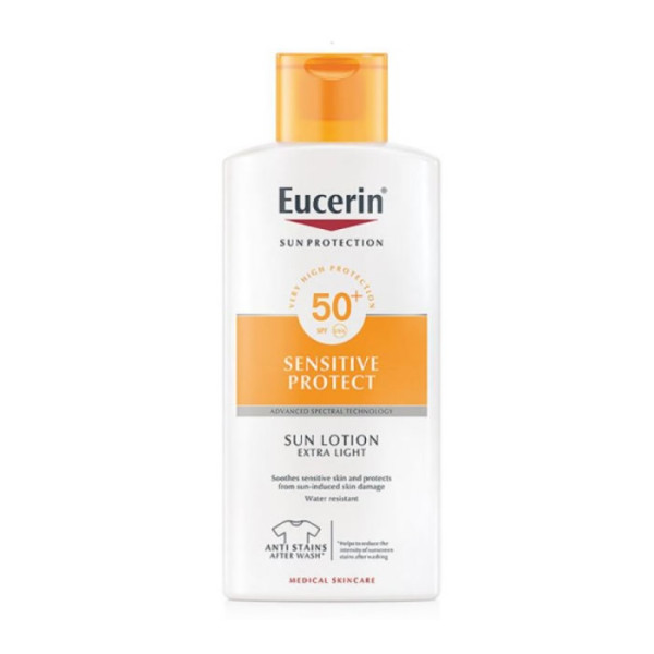 Eucerini Sensitive Protect päikesekreem Extra Light SPF 50+ kaitsev päikesekreem, 400 ml