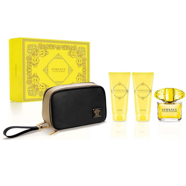 Versace Yellow Diamond komplekt naistele (EDT, 90 ml + dušigeel, 100 ml + kehakreem, 100 ml + kosmeetikakott)