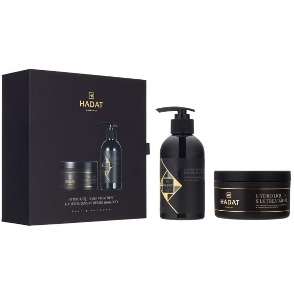 Hadat Cosmetics Gift Box Hydro Intensive Repair šampoon ja Hydro Liquid Silk Treatment juuksehoolduskomplekt