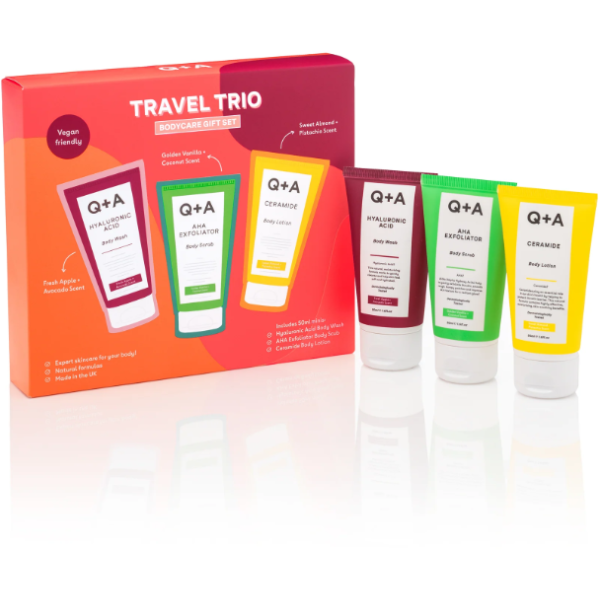 Q+A Travel Trio Bodycare Gift Set Kehahooldustoodete komplekt, 3x50 ml