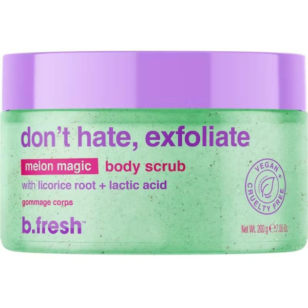 b.fresh Don't Hate, Exfoliate Melon Magic Body Scrub Meloni aroomi kehakoorija, 200g