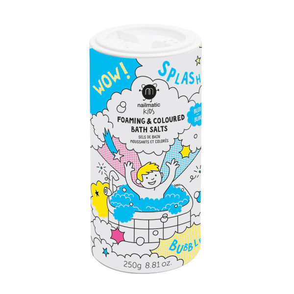 Nailmatic KIDS BLUE SALTS Vahutavad ja värvilised vannisoolad Vahutav sinine vannisool, 250g