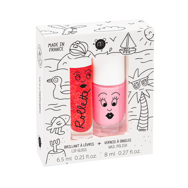 Nailmatic KIDS HOLIDAYS Rollette Nail Polish Duo komplekt Küünelaki ja huuleläike komplekt, 1tk