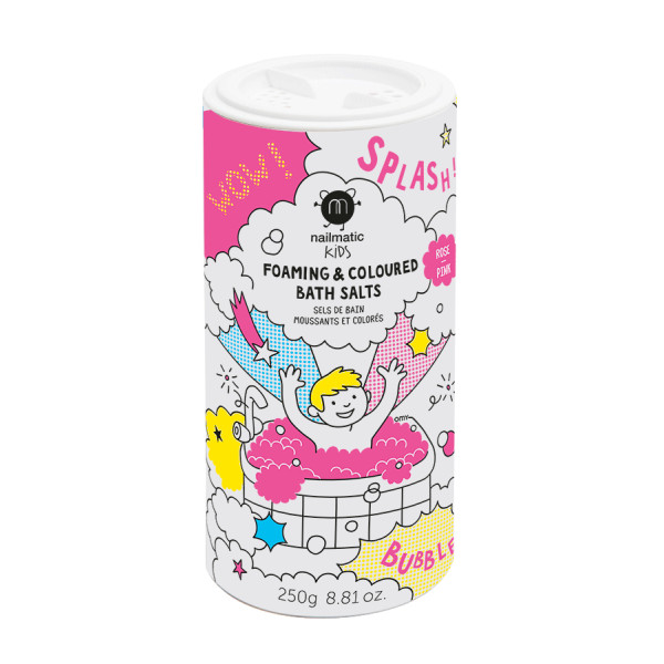 Nailmatic KIDS PINK SALTS Vahutav ja värviline vannisool Vahutav roosa vannisool, 250g