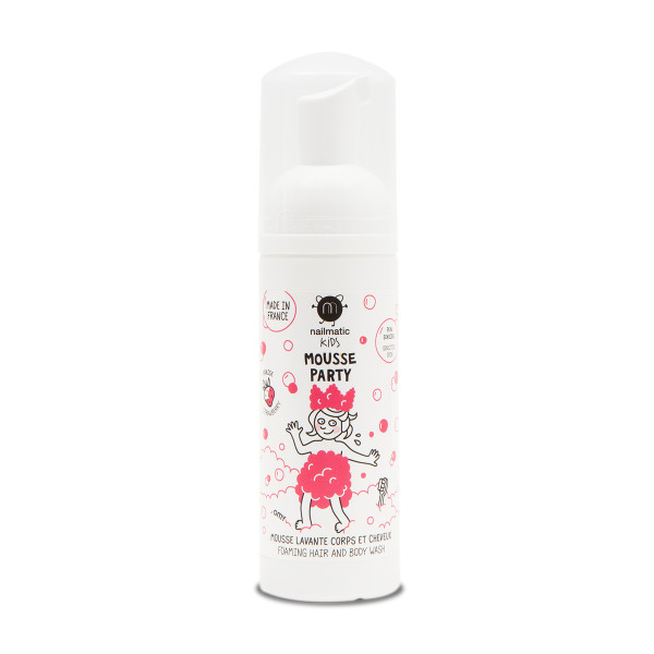 Nailmatic KIDS STRAWBERRY Mousse Party Foaming Hair & Body Wash Vahutav juukse- ja kehapesuvahend, 150 ml