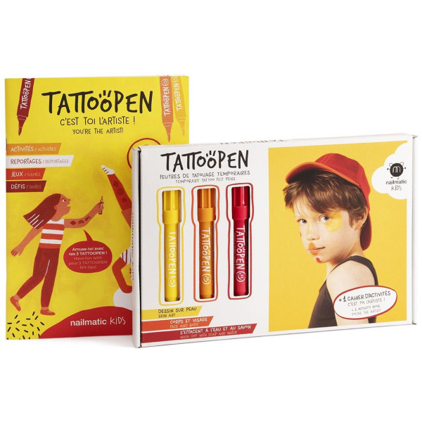 Nailmatic KIDS TATTOOPEN You're The Artist Pestavate markerite komplekt nahale joonistamiseks, 3x2,5g