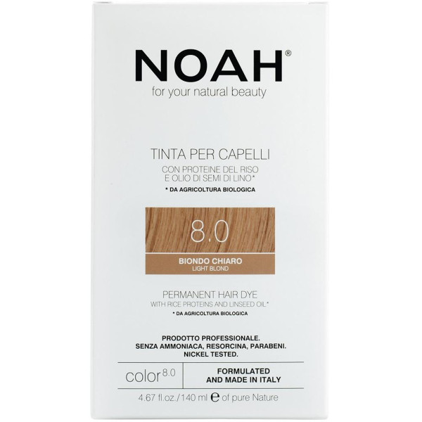 Noah Permanent Hair Dye 8.0 Light Blond Pikaajaline juuksevärv, 140 ml