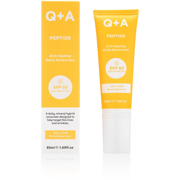 Q+A Peptide Anti-Ageing SPF50 päikesekaitsekreem küpsele nahale, 50 ml