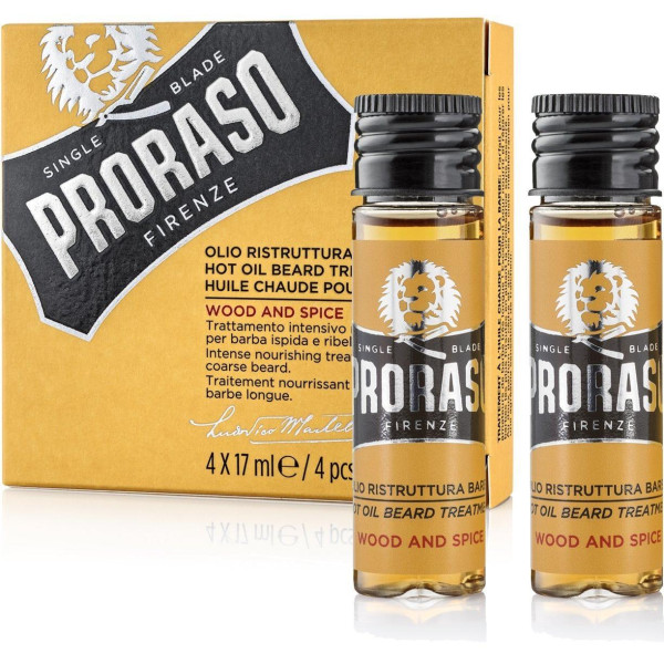 Proraso Wood & Spice Hot Oil Beard Treatment Kuum õli habemehoolduseks, 4x17 ml