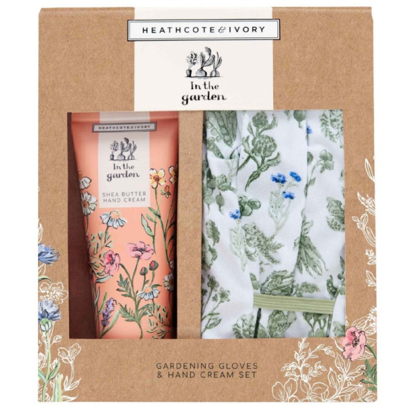 Heathcote & Ivory In The Garden Gardening Gloves & Hand Cream komplekt, kätekreem, 100 ml, ja puuvillased kindad, 1 paar