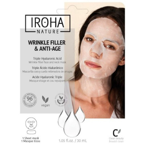 Näo- ja kaelamask Iroha Tissue Face & Neck Mask Triple HA, hüaluroonhappega, 23 ml