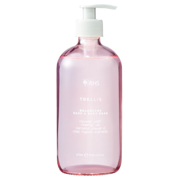 Käte- ja kehapesuvahend Heathcote & Ivory RHS Trellis Balancing Hand & Body Wash, klaaspudelis, 470 ml