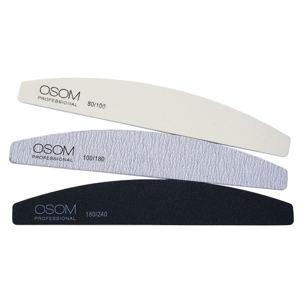 Osom Professional Emery Half Moon Shape küüneviilide komplekt, 3 tk.