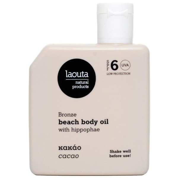 Niisutav päevitusõli kehale Laouta Beach Body Tanning Oil Cacao, SPF 6 kaitse, 100 ml