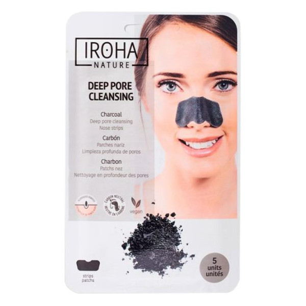 Sügavpuhastavad ninaribad Iroha Nature Deep Pore Cleansing Nose Strips SIN0, söega, 5 tk