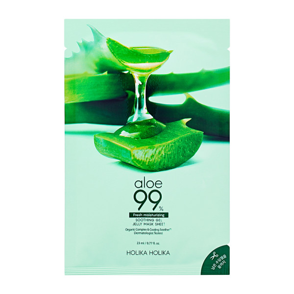 Holika Holika Aloe 99% Soothing Gel Jelly Mask Sheet rahustav näonahka lehtmask aaloega, 23 ml