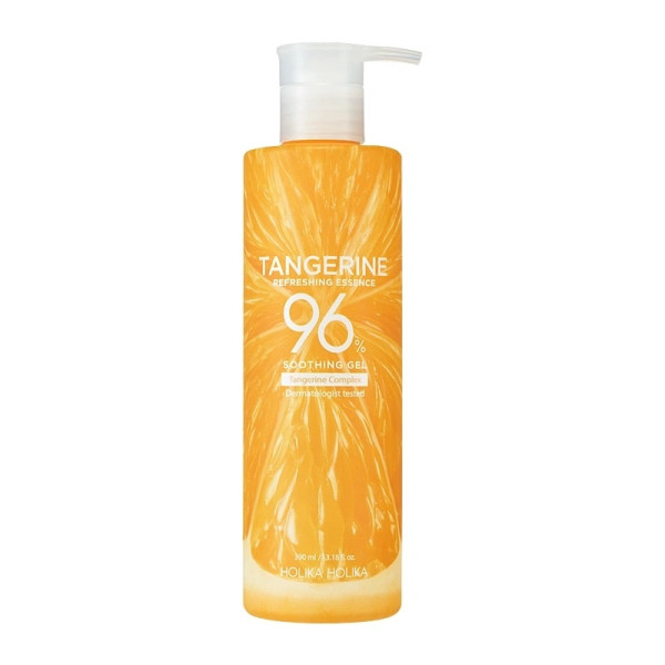 Holika Holika Tangerine Refreshing Essence 96% Soothing Gel rahustav ja värskendav mandariinilõhnaline geel kehale ja näole, 390 ml