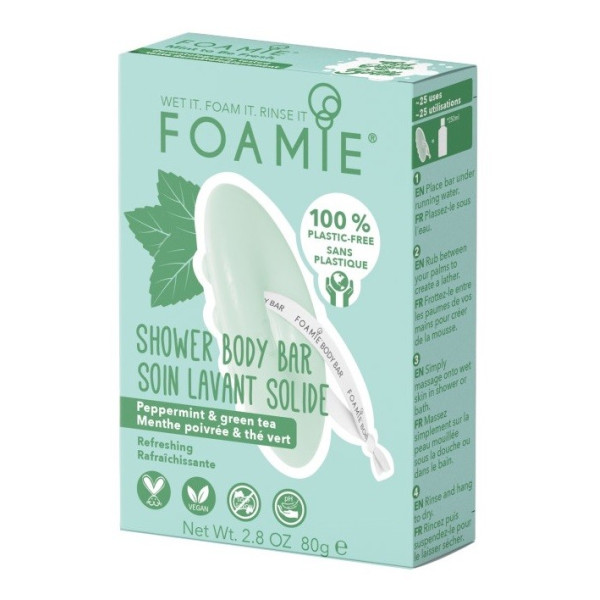 Tahke kehapesuvahend Foamie 2 in 1 Body Bar Mint To Be Fresh, niisutav, piparmündiõli ja rohelise teega